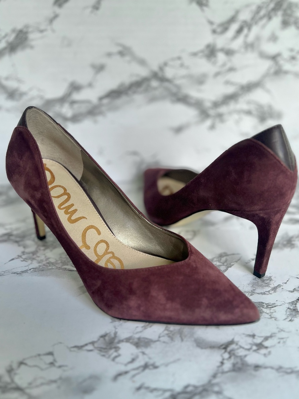 Sam Edelman Orella Plum Purple Suede Leather Pointed Toe Heel Pumps 8.5 Classic